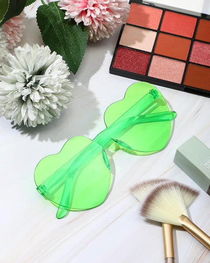 Frienda 8 Pairs Heart Shaped Sunglasses for Women Rimless Heart Glasses Candy Color Sunglasses for Party Favor