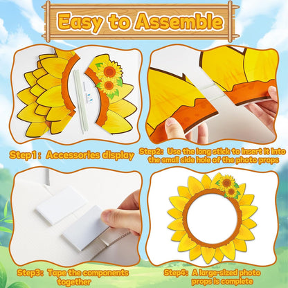 Sunflower Photo Booth Props Sunflower Birthday Party Decorations 26 Inch Large Yellow Flower Selfie Frame Floral Photo Booth Frame Selfie Props Accessories for Birthday Baby Shower Party Supplies