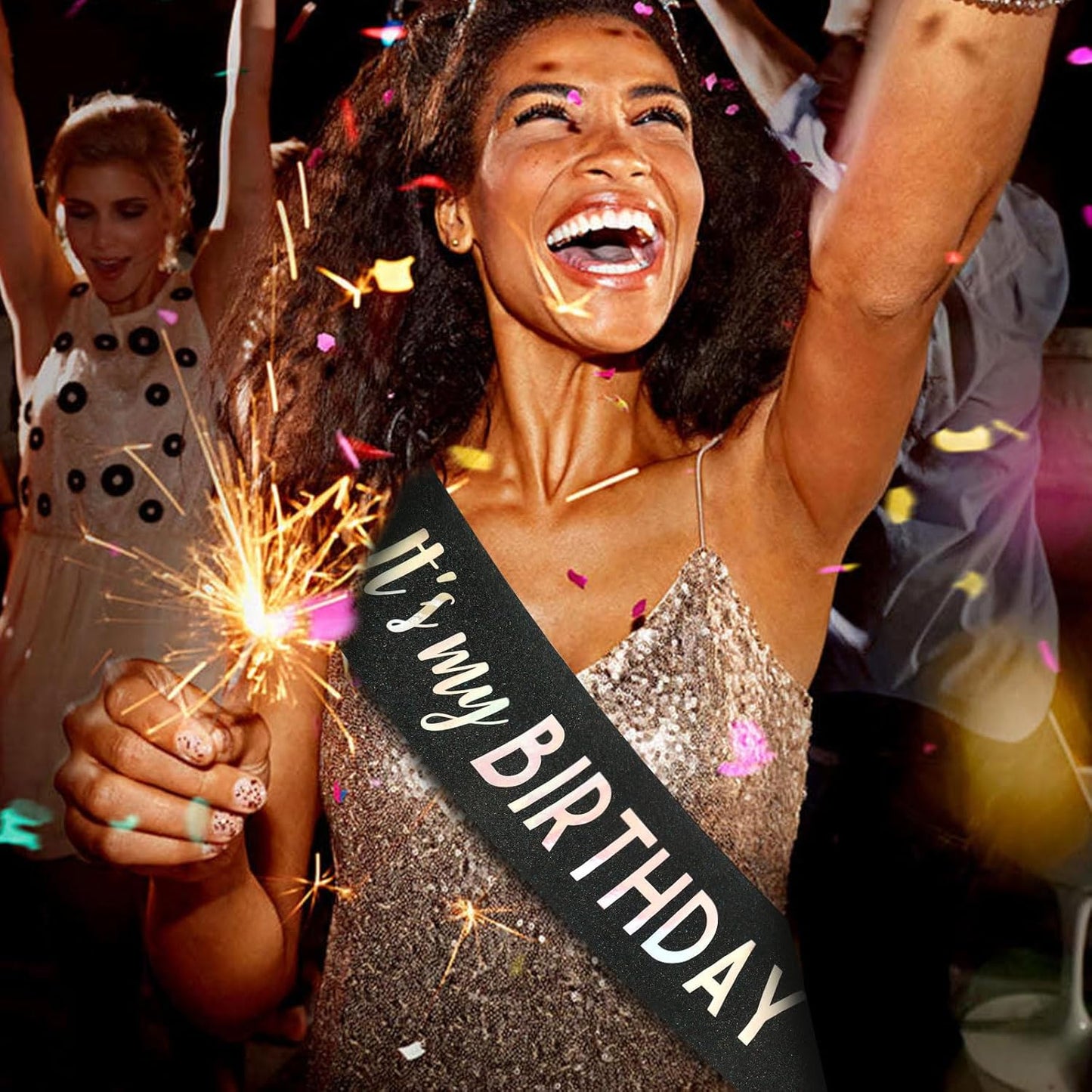 It's My Birthday Sash Black Glitter Sash with Hot Pink Foil Happy Birthday Decorations for Women Girls Men Boys Black Party Decorations