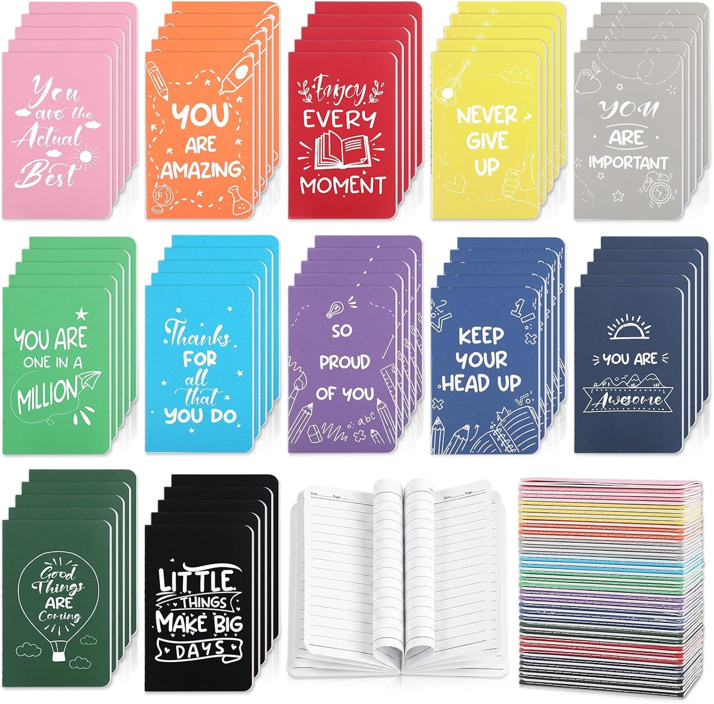 BESARME 60 Packs Mini Notebooks Bulk, Blank Paper Small Pocket Notebook Mini Sketchbooks Small Journal Memo Notepads for Students School Supplies Prizes Classroom Gift Exchange Graduation Party Favors