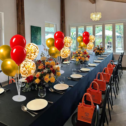 6 Set Balloon Stand Kit for Table Centerpieces With Balloon and Base Party Decorations for Birthday Wedding Retirement Graduation Baby Shower (Black Gold)