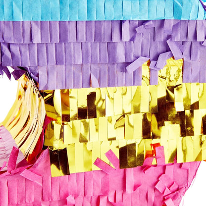 BLUE PANDA Rainbow Number 6 Pinata - Sturdy Corrugated Build & Easy Hang for Fiesta Party - Candy Filled 6th Birthday Party Surprise - Vibrant Tie-Dye Items for Kids - Small (16.5x11x3 In), Blue/White