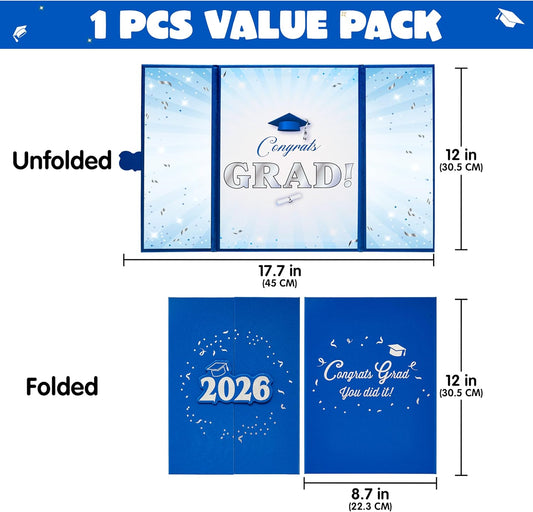 JOYIN 2026 Graduation Guest book Alternative, 12" Blue & Gold Graduation Party Decorations Signature Congrats, Class of 2026 Grad Card for High School College Grad Gift, Party Guest Signing Cardboard