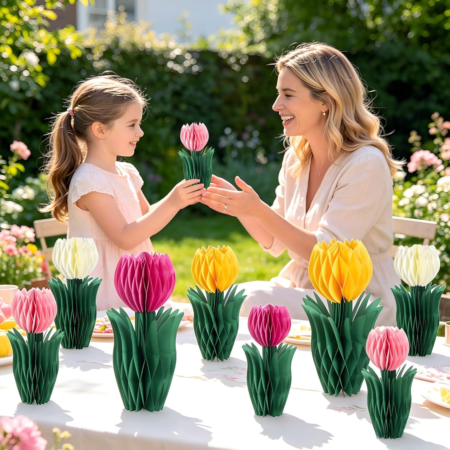 SUNBEAUTY 9PCS Spring Wildflower Party Decorations Wild Flowers Honeycomb Centerpieces for Tables Wildflower Birthday Spring Flower Theme Party Decorations for Garden Baby Shower, Easter, Mothers Day