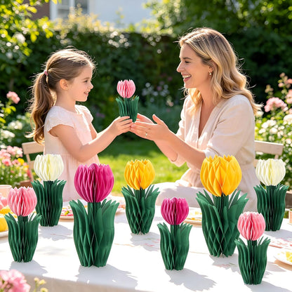 SUNBEAUTY 9PCS Spring Wildflower Party Decorations Wild Flowers Honeycomb Centerpieces for Tables Wildflower Birthday Spring Flower Theme Party Decorations for Garden Baby Shower, Easter, Mothers Day