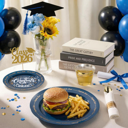 Goodluck 350 Piece Silver Plastic Dinnerware Set for 50 Guests, Fancy Disposable Plates for Party, Include: 50 Dinner Plates, 50 Dessert Plates, 50 Pre Rolled Napkins with Silver Silverware, 50 Cups