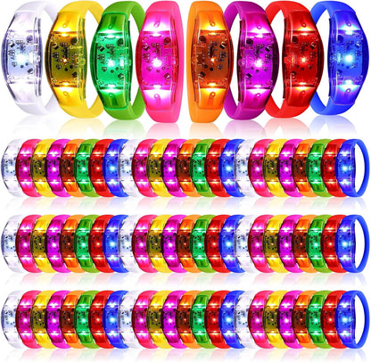 JellyArch 16 Pcs LED Glow Bracelets, Sound Activated LED Bracelets, Music Control Glow in The Dark Party Favors for Wedding, Raves, Concert, Camping, sporting Events, Party (Radiant Colors)