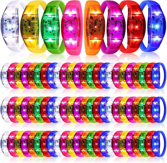 JellyArch 16 Pcs LED Glow Bracelets, Sound Activated LED Bracelets, Music Control Glow in The Dark Party Favors for Wedding, Raves, Concert, Camping, sporting Events, Party (Radiant Colors)