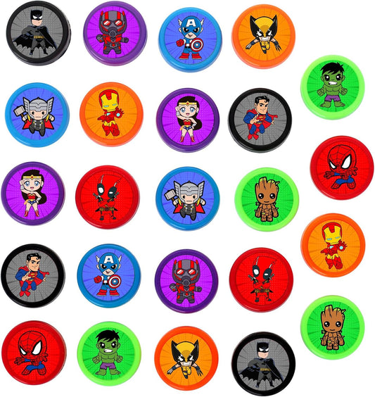 24 Pcs Superhero Themed Stampers, Superhero Birthday Party Supplies, Goody Bag Treat Bag Stuff for Superhero Birthday Party Gifts