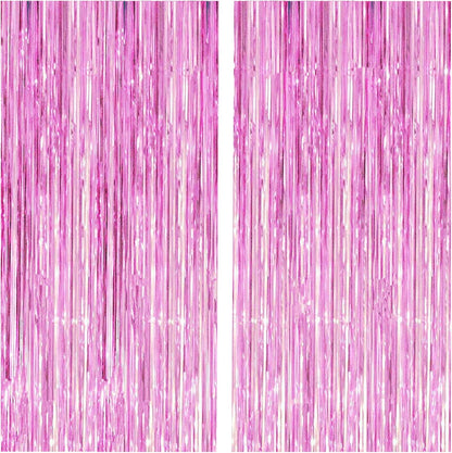 i-CHONY 2 Pcs 3.2ft x 8.2ft Champagne Gold Metallic Tinsel Foil Fringe Curtains Photo Booth Backdrop for Baby Shower Birthday Wedding Holiday Celebration Bachelorette Party Decorations
