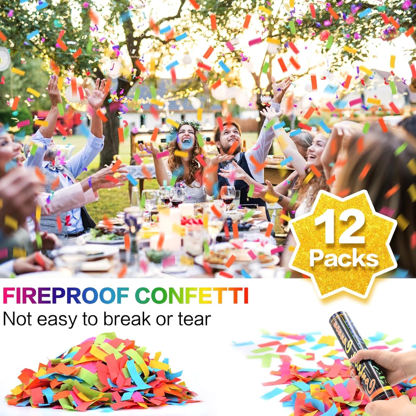 12 Pack Red Biodegradable Confetti Cannon-Confetti Poppers for Wedding, Graduation, Birthday, New Year's Eve Celebration Valentines Day Wedding Engagement Anniversary Bridal Shower Party Supplies