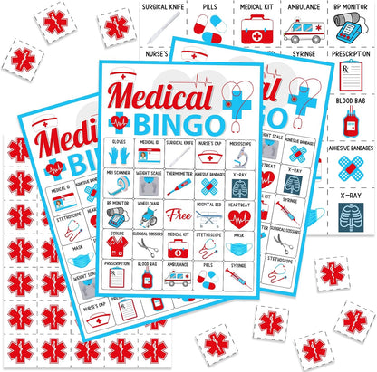 Cheereveal Nurse Graduation Party Games, Nurse Graduation Bingo Game with 12 Player Chips, 24 Medical Bingo Cards for Graduation Party Games 2026, Nursing Grad Party Activities Supplies