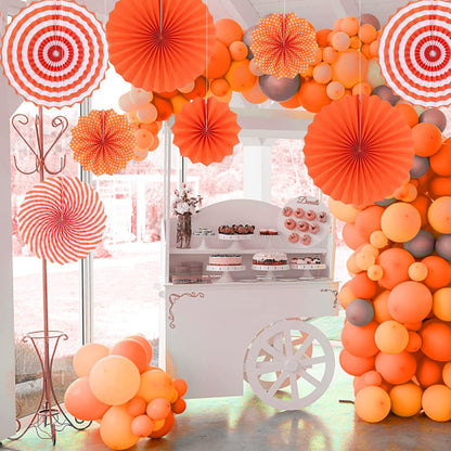 LRCXL 12PCS Party Hanging Paper Fans Set, Fiesta Round Pattern Paper Garlands Decoration Party Supplies for New Year Baby Shower Birthday Wedding Graduation Events Accessories(Yellow)