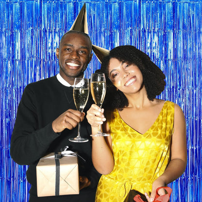 10 Pack Silver Backdrop Curtain 3.2ft x 8.2ft Metallic Tinsel Foil Fringe Curtains Photo Booth Background for Birthday Party Decoration Baby Shower Engagement Wedding Christmas Decoration (Silver)
