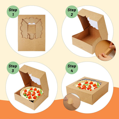 20 Pack Pie Boxes 9x9x3Inch Cake Boxes Bakery Boxes with Window for Pie, Cookies, Donuts, Chocolate Covered Strawberries(White)
