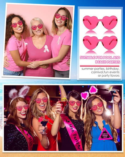Photect 12 Pair Heart Shaped Sunglasses Neon Color Transparent Heart Glasses for Women Party Favor