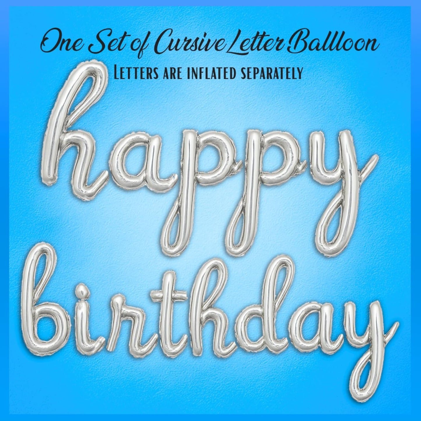 Gold Happy Birthday Balloons Banner | Script/Cursive Gold Letter Balloon Sign for Birthday Party Decor/Decoration | Foil Mylar Happy Birthday Banner
