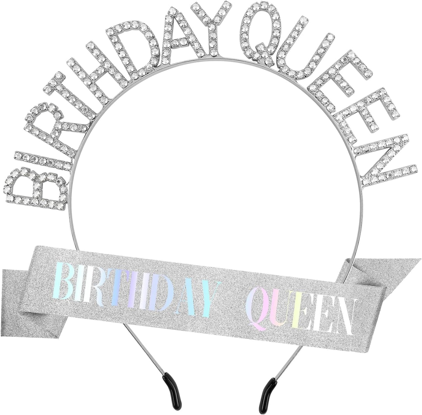 Birthday Sash & Crown for Women - Tiara Headband, Girls' Decorations Accessories