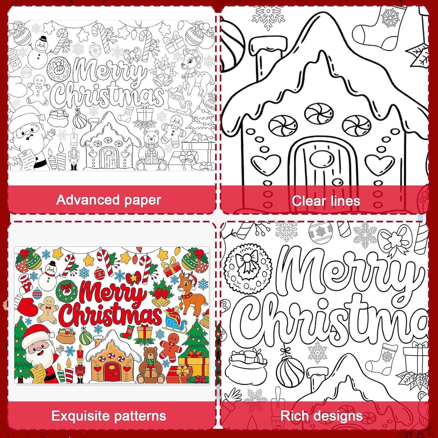 AUGSUN 2 PCS Giant Summer Activity Coloring Poster, Under The Sea Large Coloring Tablecloth Ocean Animals Giant Color-in Paper Table Cover for Kids School Classroom Wall Birthday Crafts Supplies