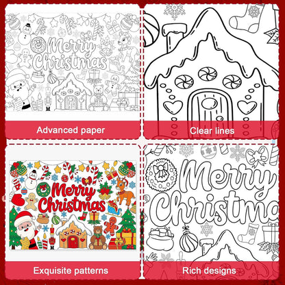AUGSUN 2 PCS Giant Summer Activity Coloring Poster, Under The Sea Large Coloring Tablecloth Ocean Animals Giant Color-in Paper Table Cover for Kids School Classroom Wall Birthday Crafts Supplies
