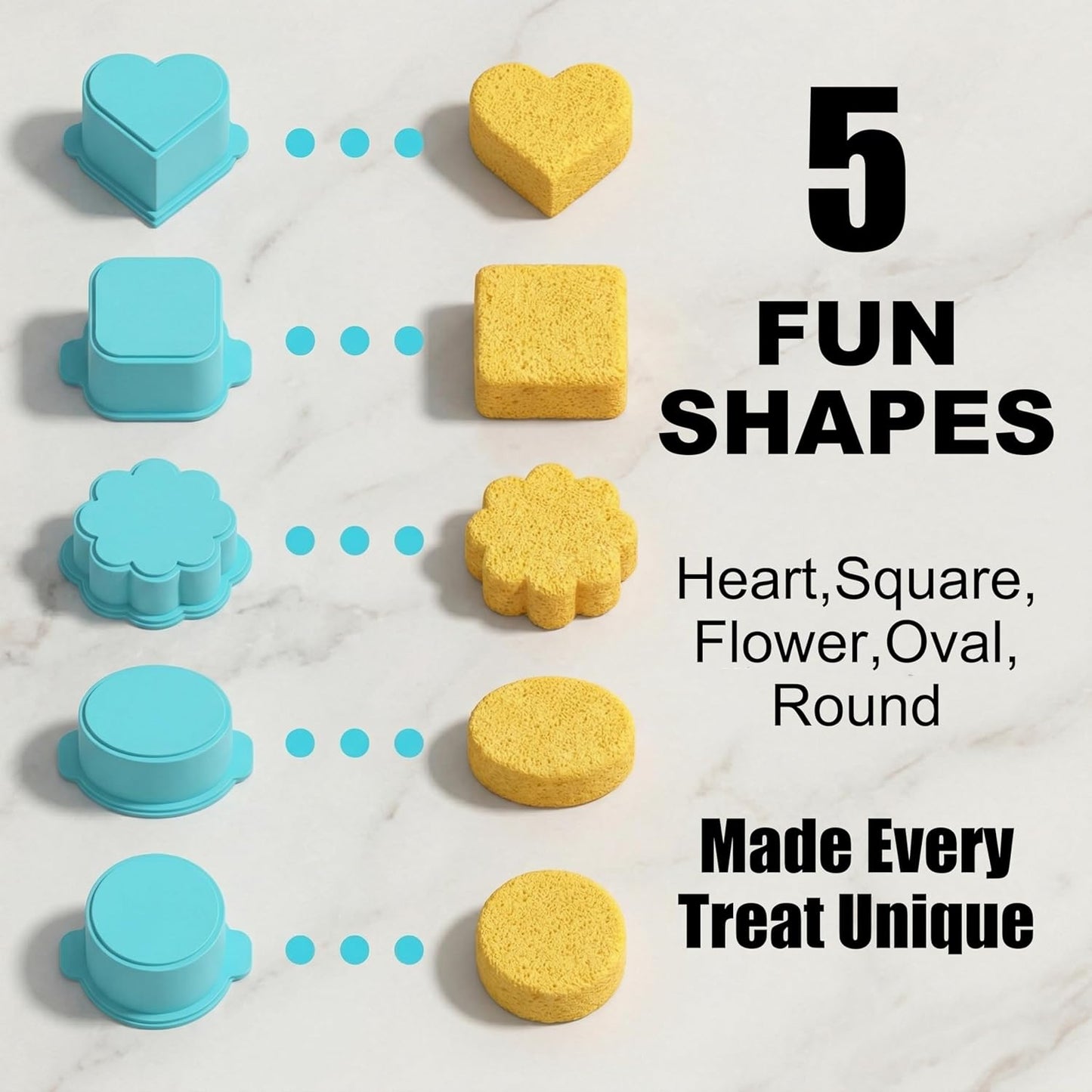 5 PCS Cake Pop Mold Set with 7.87-inch Tray, Heart Square Cloud Oval Round 3D Printed Cake Pop Cutter and Pusher, Baking Molds for Home Baking, Birthday Parties, Wedding Desserts