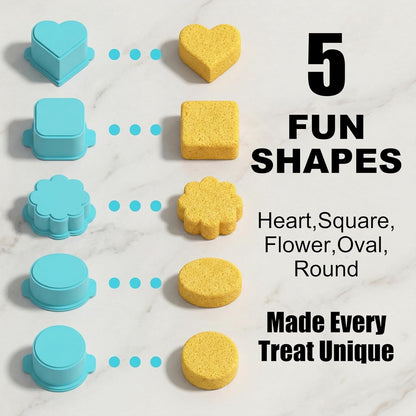5 PCS Cake Pop Mold Set with 7.87-inch Tray, Heart Square Cloud Oval Round 3D Printed Cake Pop Cutter and Pusher, Baking Molds for Home Baking, Birthday Parties, Wedding Desserts