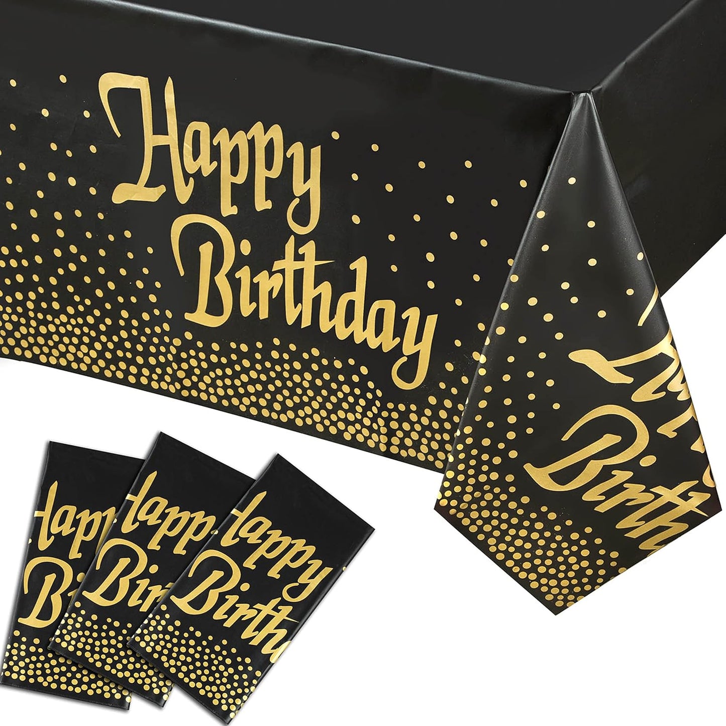 14 Pack Black 54 x 108 in. Rectangle Disposable Plastic Tablecloths - Smooth Decorative Covers for Parties, Weddings