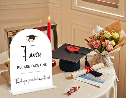 Graduation Guestbook Sign, 6 x 8 Inch White Arch Acrylic Grad Party Sign with Holder, Graduation Party Sign for Class of 2026, Grad Decor, High School College Party Supplies - DL02