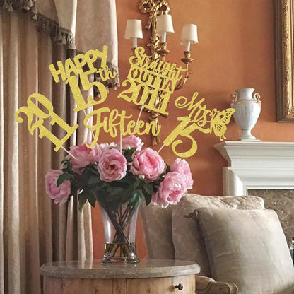 15 PCS 50th Birthday Centerpiece Sticks Fifty Happy 50th Straight Outta 1976 Table Flower Centerpieces Sticks Cheers to 50 Floral Decorations for 50th Birthday Party Centerpieces Supplies Black