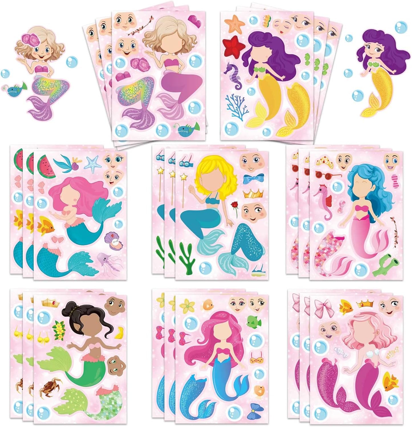 24 Sheets Make-a-face Cupcake Stickers Make Your Own Dessert Stickers Mix and Match Sweets and Fruit Treats Party Favor Supplies for Kids Ice Cream Sticker Games Birthday DIY Art Crafts