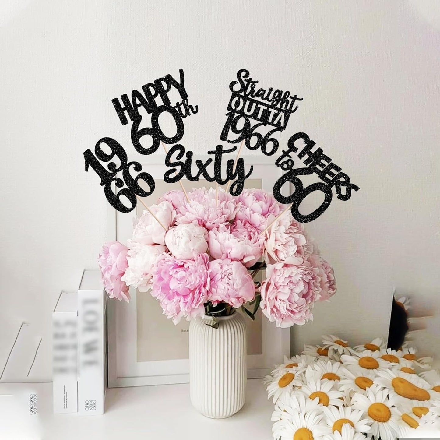 15 PCS 50th Birthday Centerpiece Sticks Fifty Happy 50th Straight Outta 1976 Table Flower Centerpieces Sticks Cheers to 50 Floral Decorations for 50th Birthday Party Centerpieces Supplies Black
