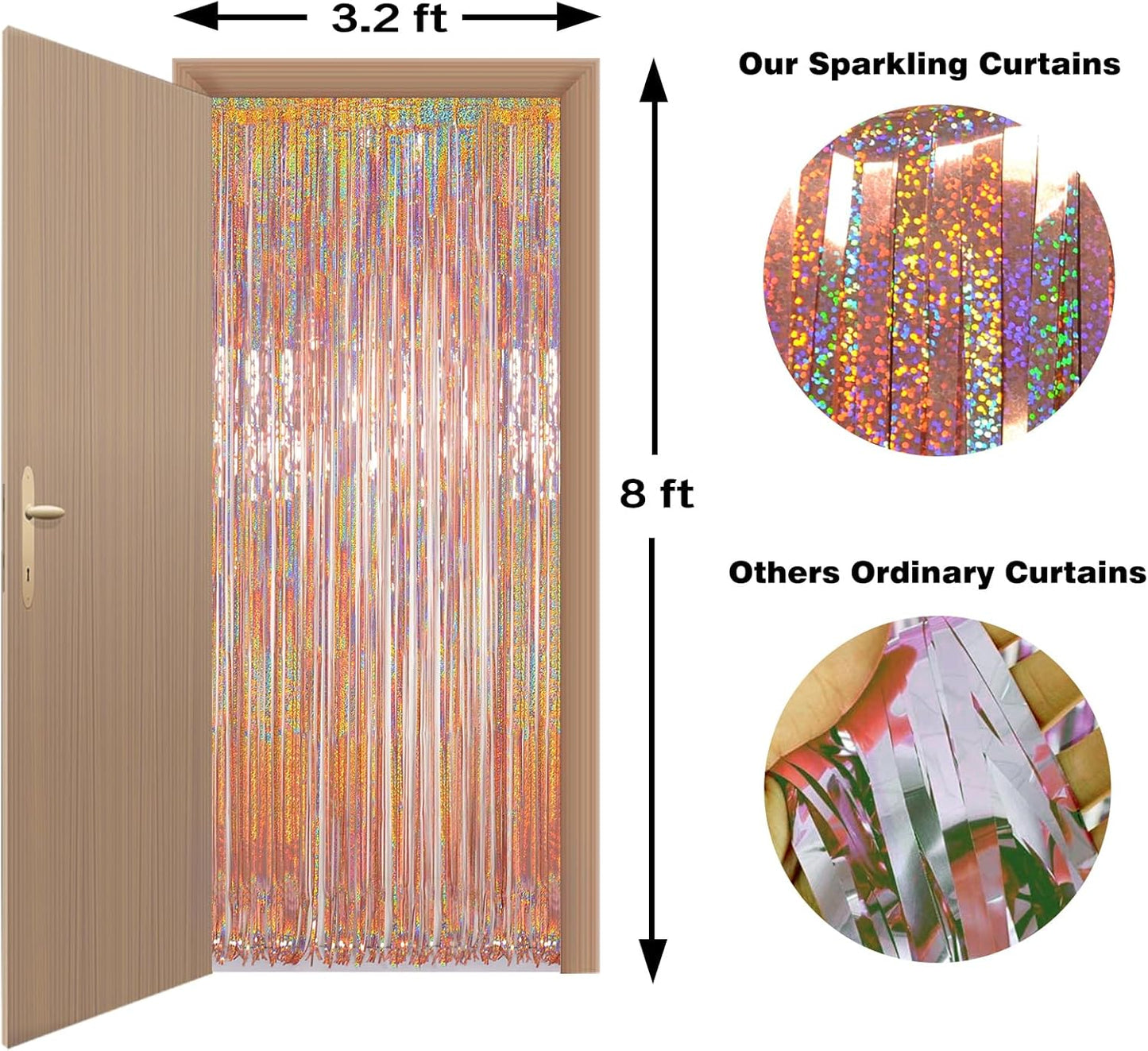 Melsan 2 Pack 3.2 ft x 8.2 ft Tinsel Foil Fringe Curtains Backdrop, Sparkle Metallic Foil Curtains for Party Photo Booth Props Decoration, Pinkish Purple