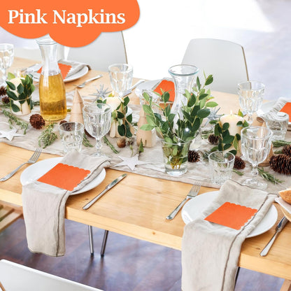 100 Pcs Cocktail Napkins, 2-Ply 5 x 5 Inches Disposable Scalloped Napkins, Thick Premium Dessert Napkins for Party, Wedding, Dinner, Birthday, Anniversary, Festival (Sage Green)