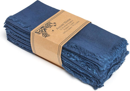ACCENTHOME Natural Cotton Linen Napkin Set of 12 18x18 inch Dinner Napkins - Washable Soft Premium Hotel Quality Reusable Hemmed Edges Napkins Perfect Table Linens for Family Dinners, Weddings