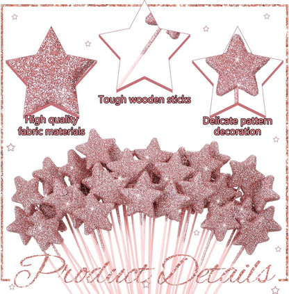 Suzile 60 Pcs Golden Star Floral Pick 8'' Star Centerpiece Table Decor Gold Glitter Craft Stick Sparkly Foam Stem for Floral Arrangement Wreath Wedding Bridal Baby Shower Birthday Stars Arrangement