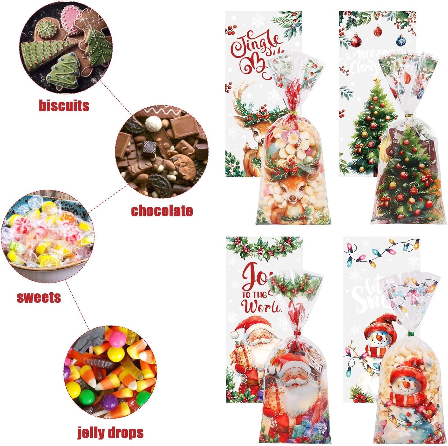 CCINEE 150 Pcs Cellophane Treat Bags, 5 X 11 Inches Gold Star Print Clear Gift Wrap Candy Bags Goodie Bags with Twist Ties for Wedding, Birthday Party Favors, Bakery, and Gift Packaging