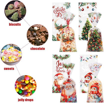 CCINEE 150 Pcs Cellophane Treat Bags, 5 X 11 Inches Gold Star Print Clear Gift Wrap Candy Bags Goodie Bags with Twist Ties for Wedding, Birthday Party Favors, Bakery, and Gift Packaging