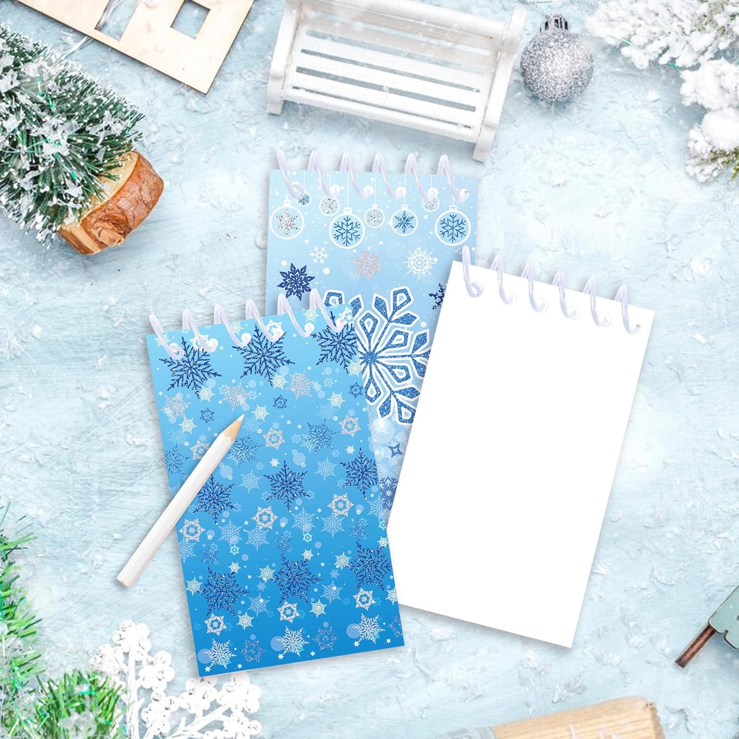 24 Pcs Christmas Snowflake Mini Pocket Notebooks 2.36 x 3.94 Inch Christmas Snowflake Small Notepads Winter Them Birthday Party Favors Gift for Office Teacher Classroom Rewards Supplies
