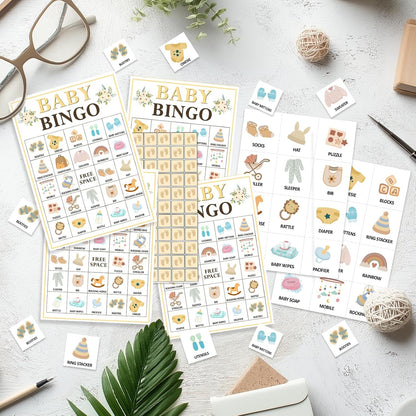 Pink Bow Baby Shower Bingo Games, 24 Player Pink Bingo Cards for Baby Shower, Gender Reveal Party Games Favors Supplies Decorations