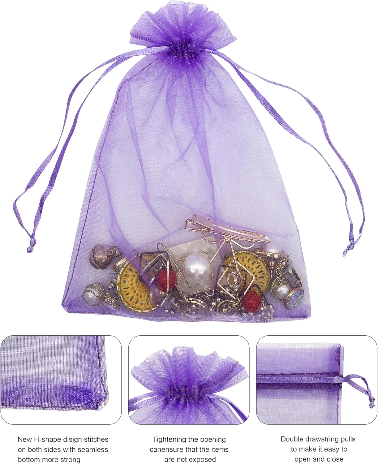 Jexila 120PCS Sheer Organza Bags 5X7 inches Mesh Drawstring Gift Bags Small for Jewelry Wedding Party Baby Shower Favor Bags (Rainbow )