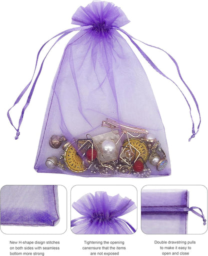 Jexila 120PCS Sheer Organza Bags 5X7 inches Mesh Drawstring Gift Bags Small for Jewelry Wedding Party Baby Shower Favor Bags (Rainbow )