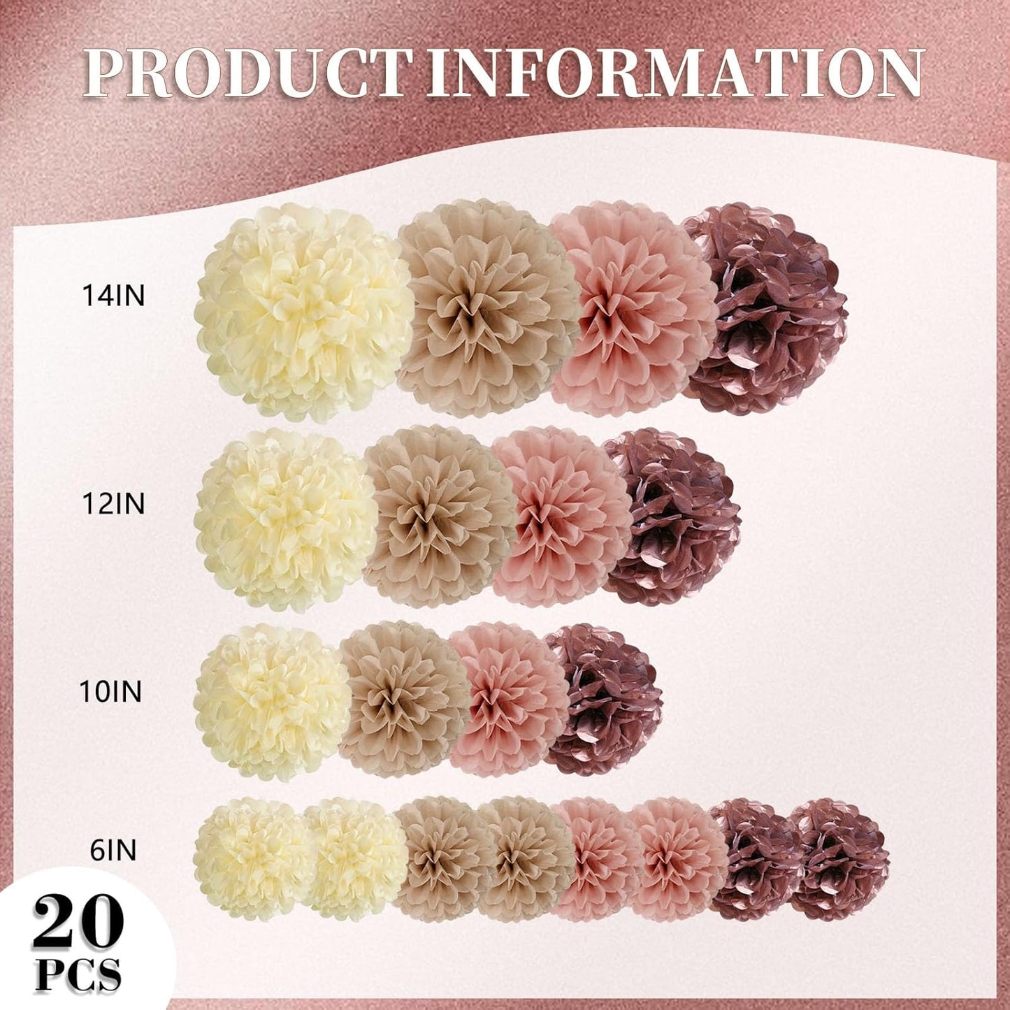18 PCS Tissue Paper Pom Poms, Tissue Pom Poms Flowers, Sizes of 6", 10", 12", 14" Hanging Paper Flower Ball for Wedding, Birthday, Halloween, Christmas, Baby Shower Party Decor (Red Black Gold)