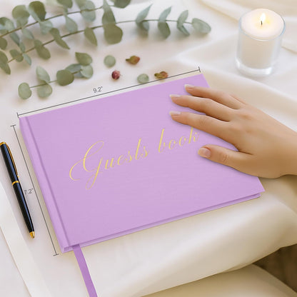 &And Per Se White Wedding Guest Book with Photo Spots – Elegant Hardcover Sign-in Book for Weddings, Baby Showers & Special Events – Blank & Lined Memory Keepsake Album