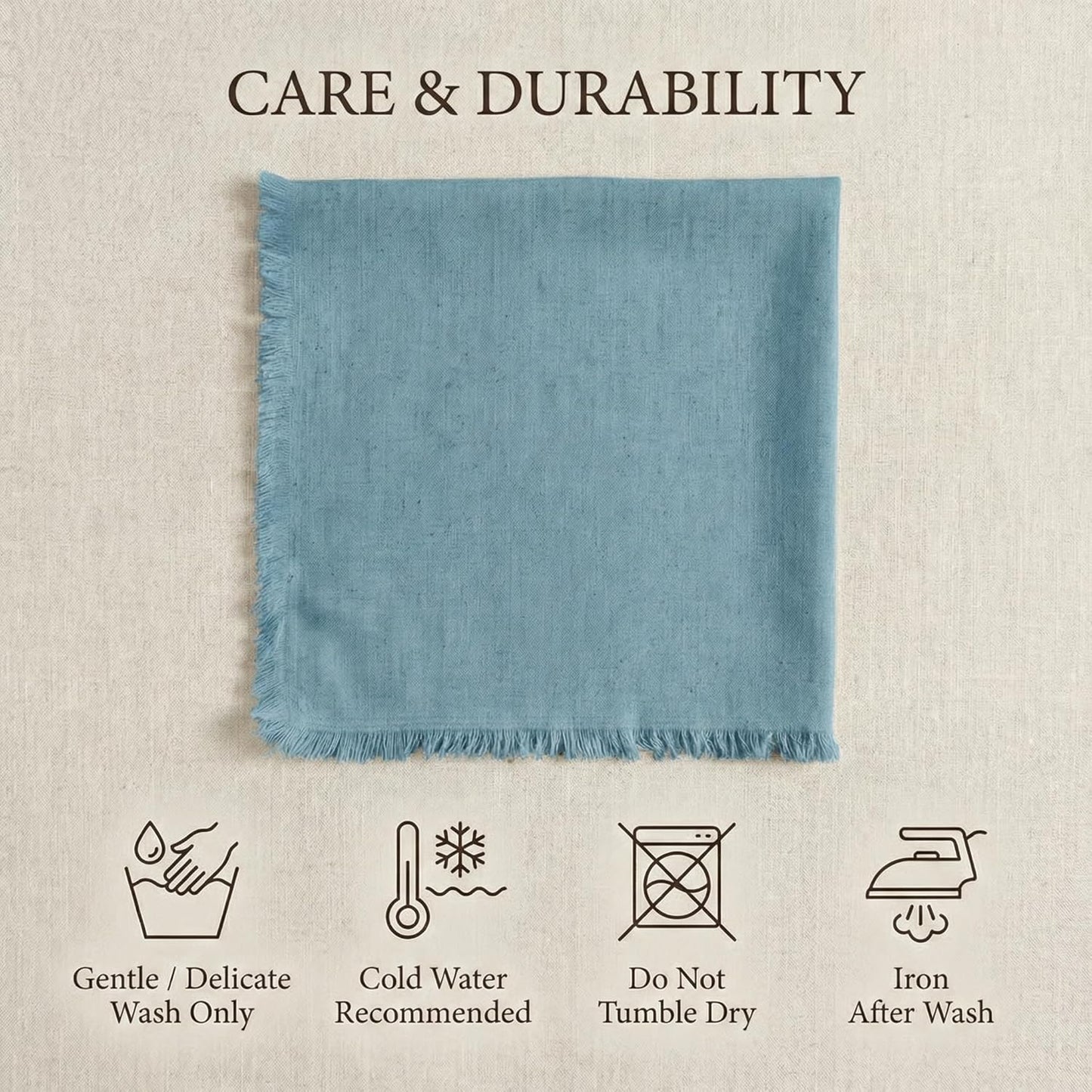 ACCENTHOME Natural Cotton Linen Napkin Set of 12 18x18 inch Dinner Napkins - Washable Soft Premium Hotel Quality Reusable Hemmed Edges Napkins Perfect Table Linens for Family Dinners, Weddings