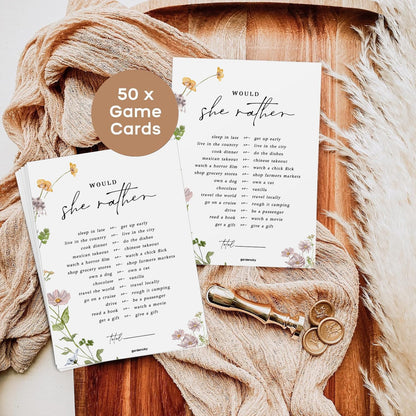 GardenCity Find The Guest Bingo Game Cards, Bridal Shower Games, Baby Shower Bingo, Wedding Game, 50 Cards - Wildflower