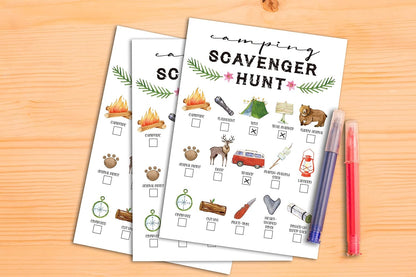 Scavenger Hunt Game, Outdoor Camping Scavenger Hunt, Park Treasure Hunt Clues Cards, Camping Party Games, Outdoor Nature Birthday Party Games Supplies Activities(03)