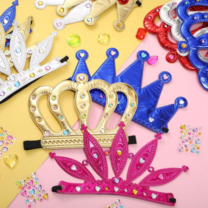 Yaomiao 66 Pieces Foam Princess Tiaras DIY Crowns Kids Party Favors Craft Crystal Diamond Sticker Girls Making Your Own Tiara (Gold)