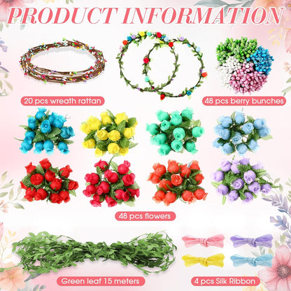 Zeyune 20 Sets Spring Tea Party Favor Flower Crowns Making Kit, Make Your Own Flower Crown Wreath Garland Headbands Craft Kit Handmade DIY Fairy Floral Hair Accessories Gift for Women(Daisy)