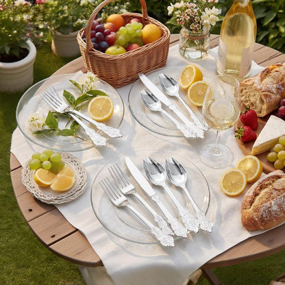 Supernal 360pcs Silver Plastic Cutlery,Elegant Plastic Silverware,Silver Hammed Silverware,Disposable Flatware,Include 120 Forks,120 Knvies,120 Spoons,Perfect for Birthday,Party,Wedding