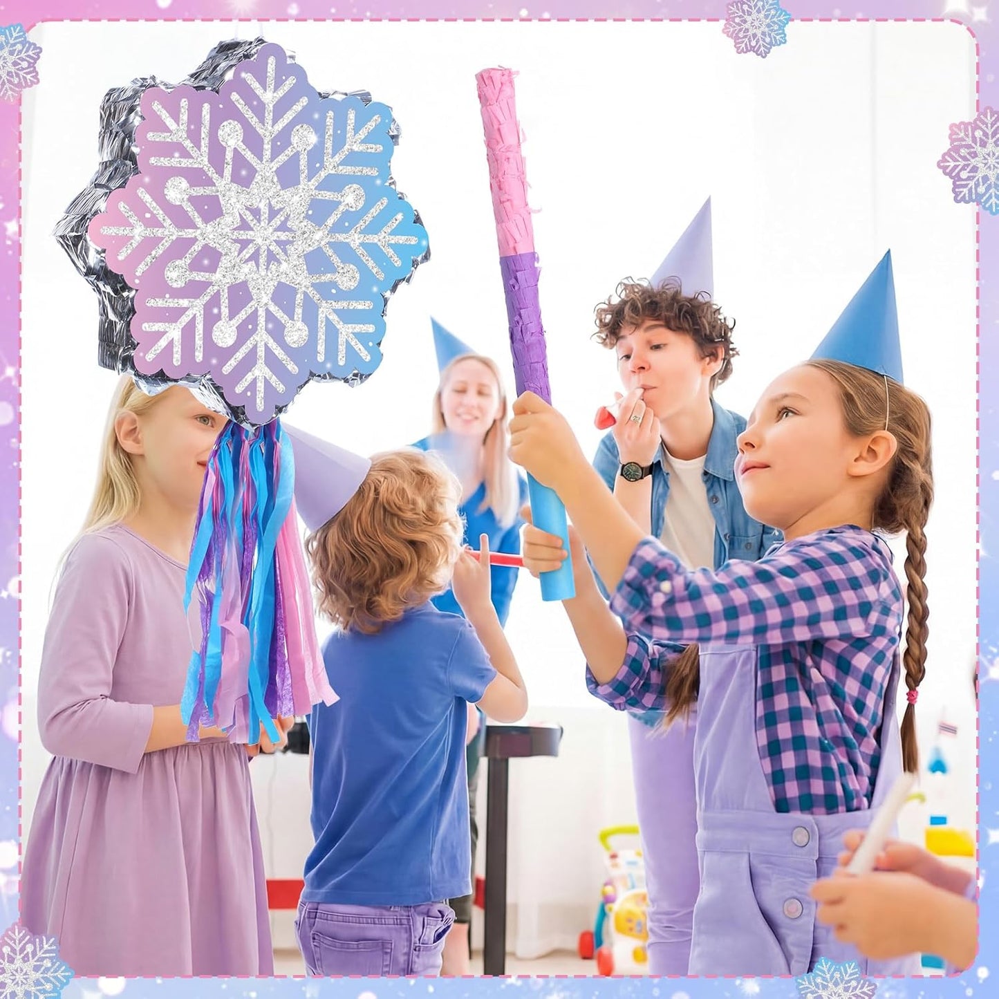 VioraWhite Fairy Piñata Princess Birthday Decorations Fairy Party Piñata Set with Stick and Blindfold for Girls Kids Butterfly Birthday Party Game Decorations Supplies